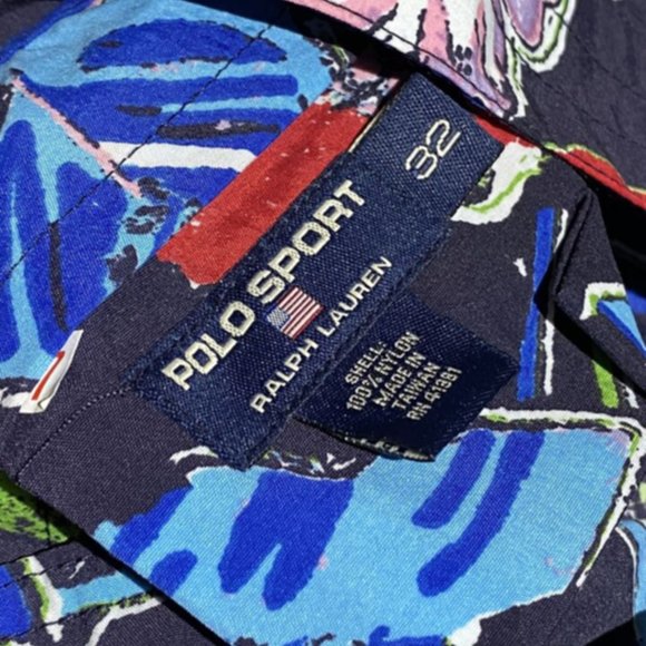 NEW Vintage 90s Polo Sport Ralph Lauren Swim Trunks 36 Floral Print Board Shorts - Picture 3 of 4